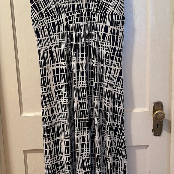 Ann Taylor Black/Navy and White Maxi Dress Size L - Picture 3 of 7